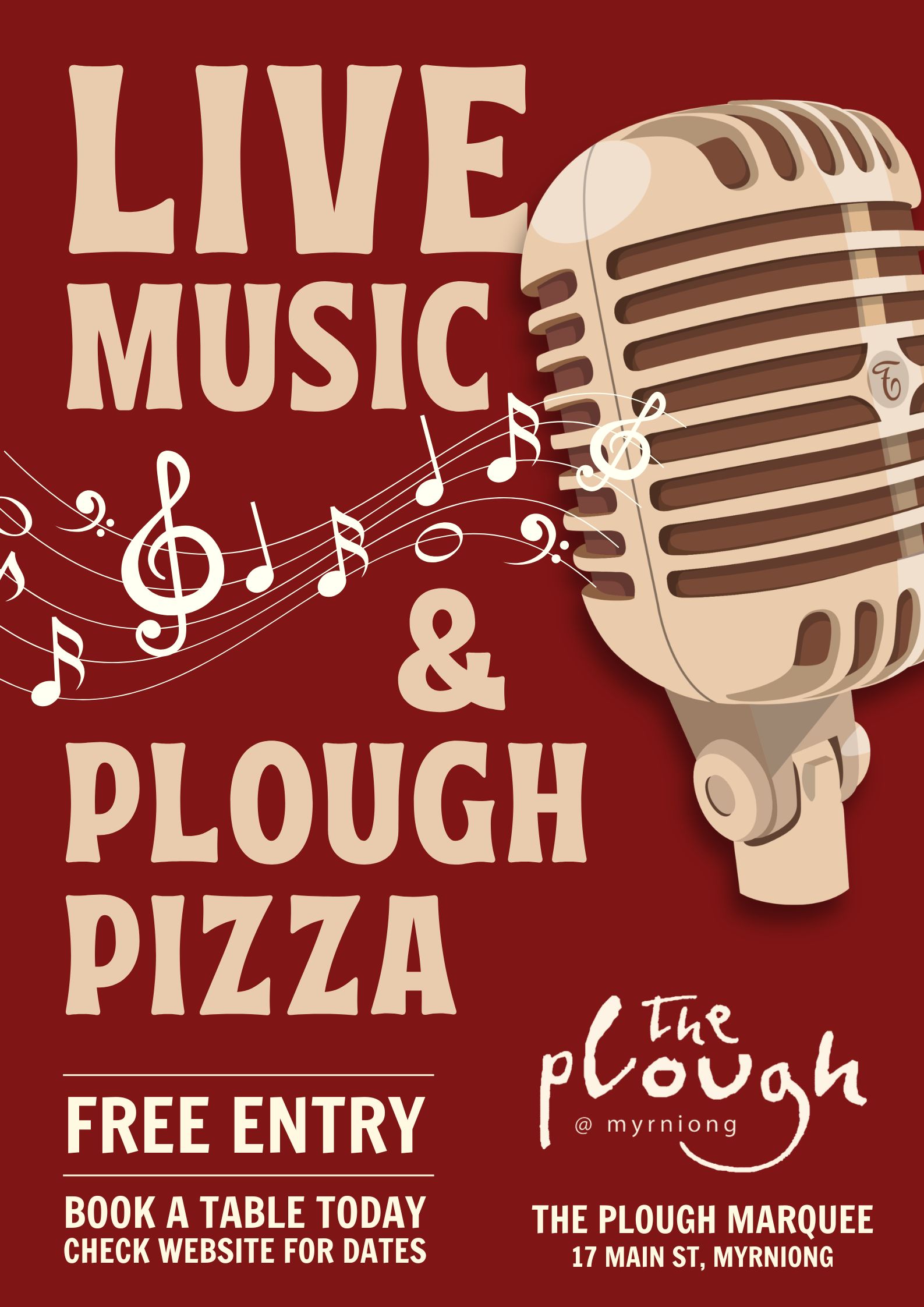 Live music and pizza logo