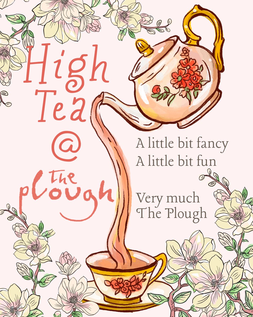 Fun illustration of High Tea at The Plough